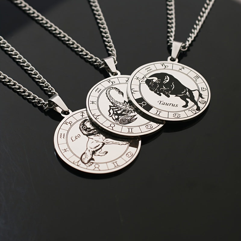 Necklace 12 Constellation Coin Pendant Necklace For Men Jewelry