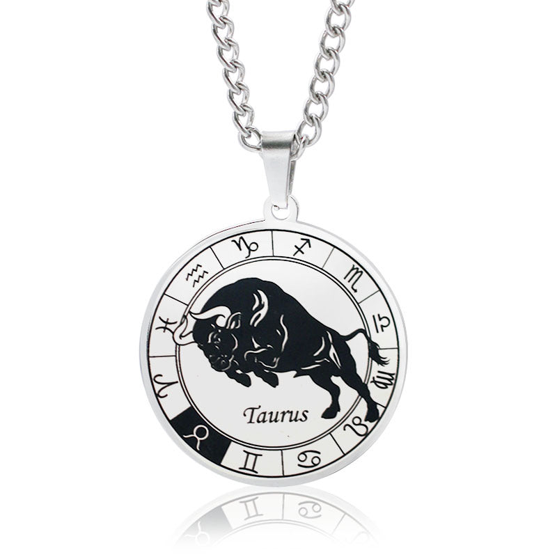 Necklace 12 Constellation Coin Pendant Necklace For Men Jewelry