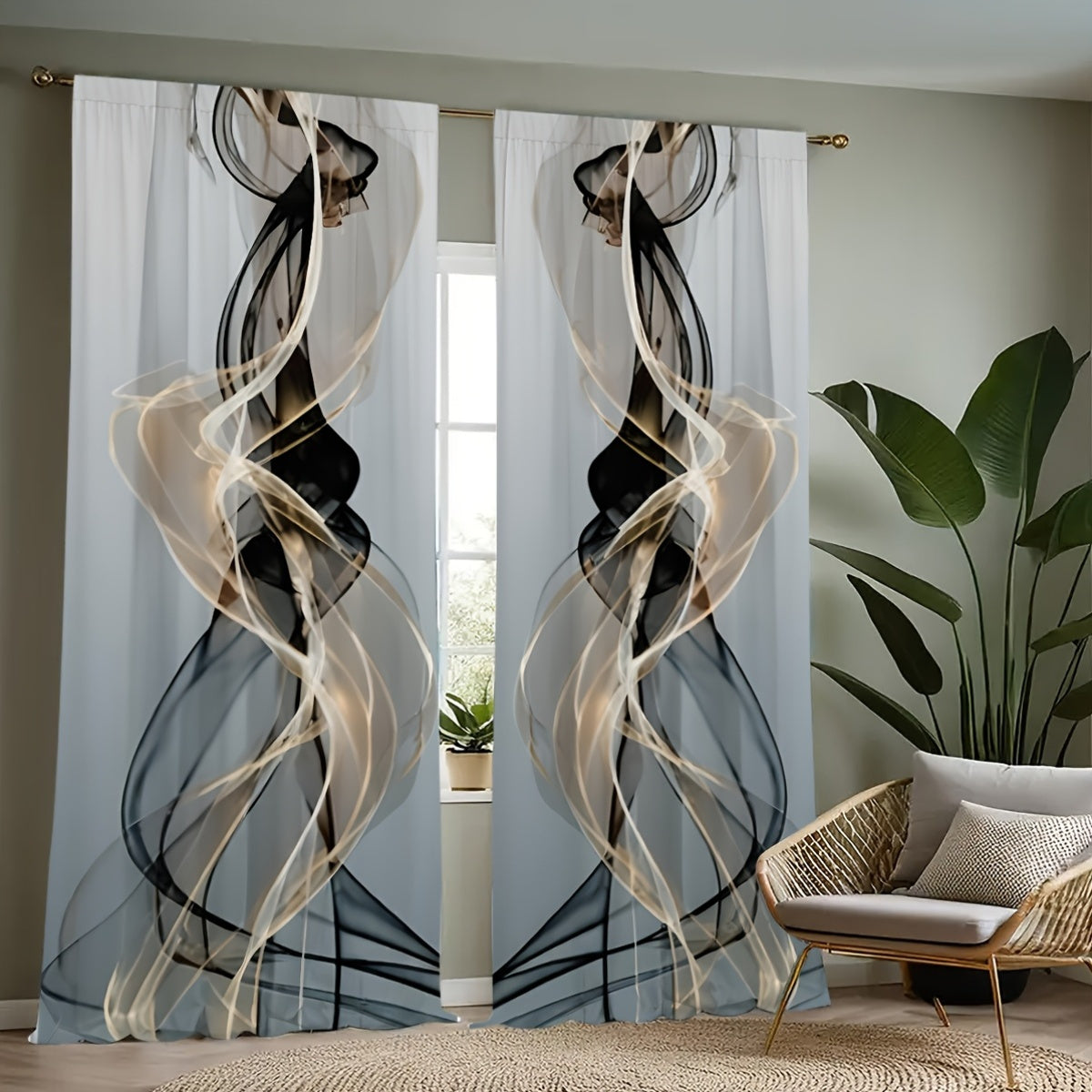 2pcs -3D Digital Printing Curtains