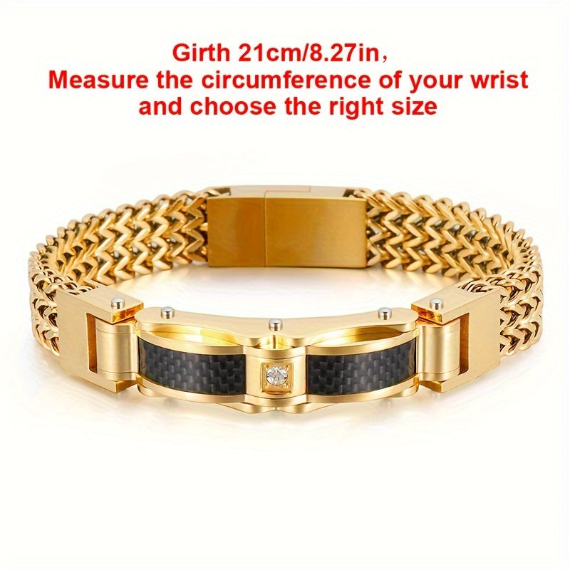 Men'S Bracelet, Titanium Steel, Synthetic Faux Gemstone Inlay