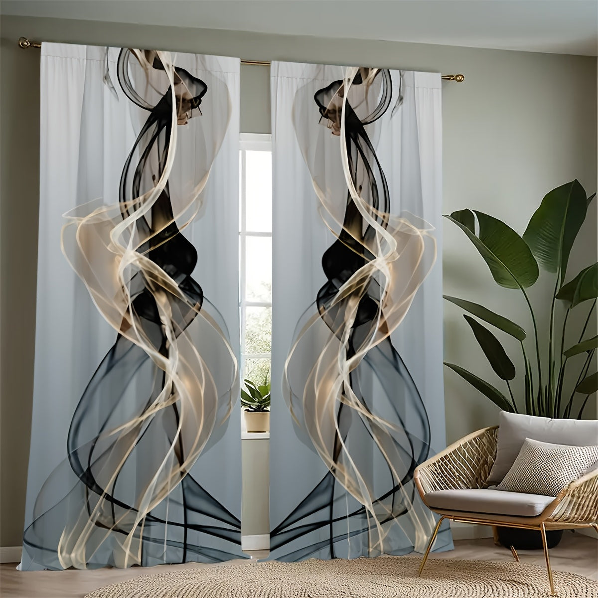 2pcs -3D Digital Printing Curtains