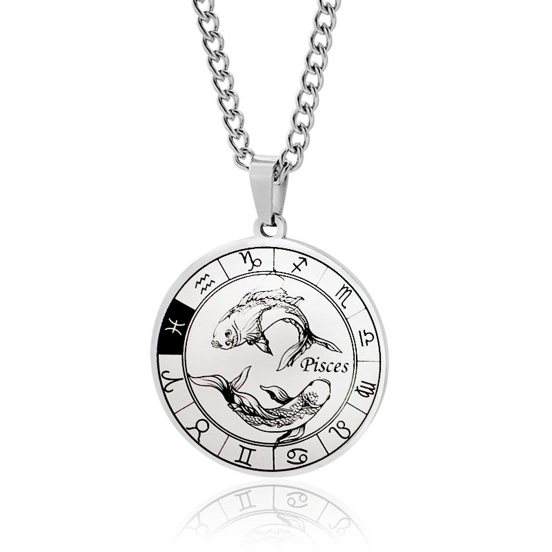 Necklace 12 Constellation Coin Pendant Necklace For Men Jewelry