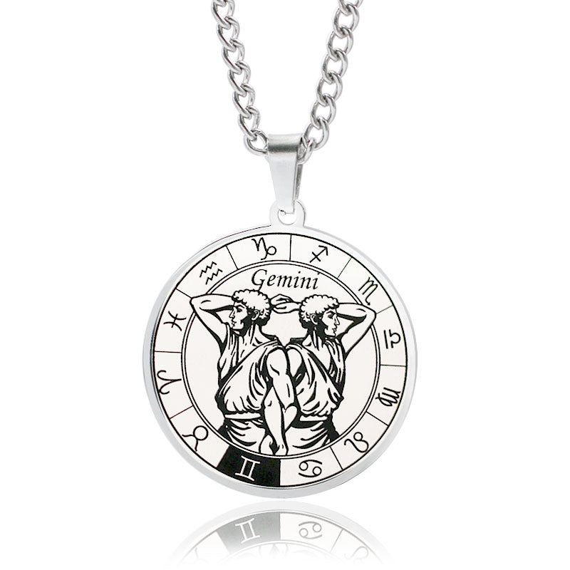 Necklace 12 Constellation Coin Pendant Necklace For Men Jewelry