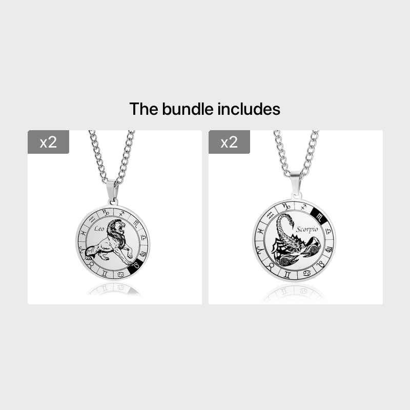 Necklace 12 Constellation Coin Pendant Necklace For Men Jewelry