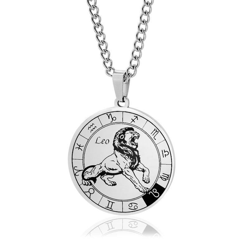 Necklace 12 Constellation Coin Pendant Necklace For Men Jewelry