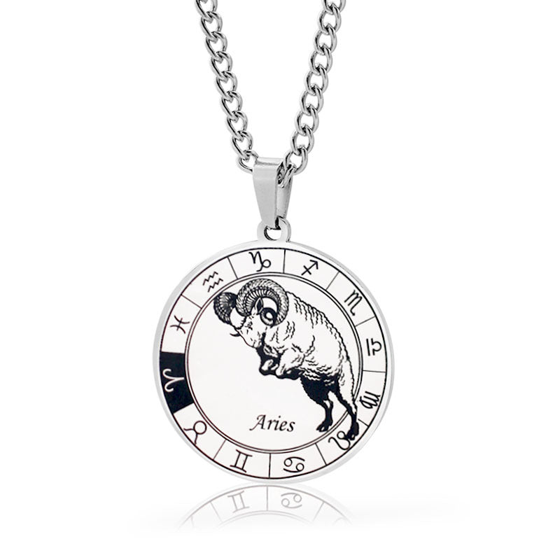 Necklace 12 Constellation Coin Pendant Necklace For Men Jewelry