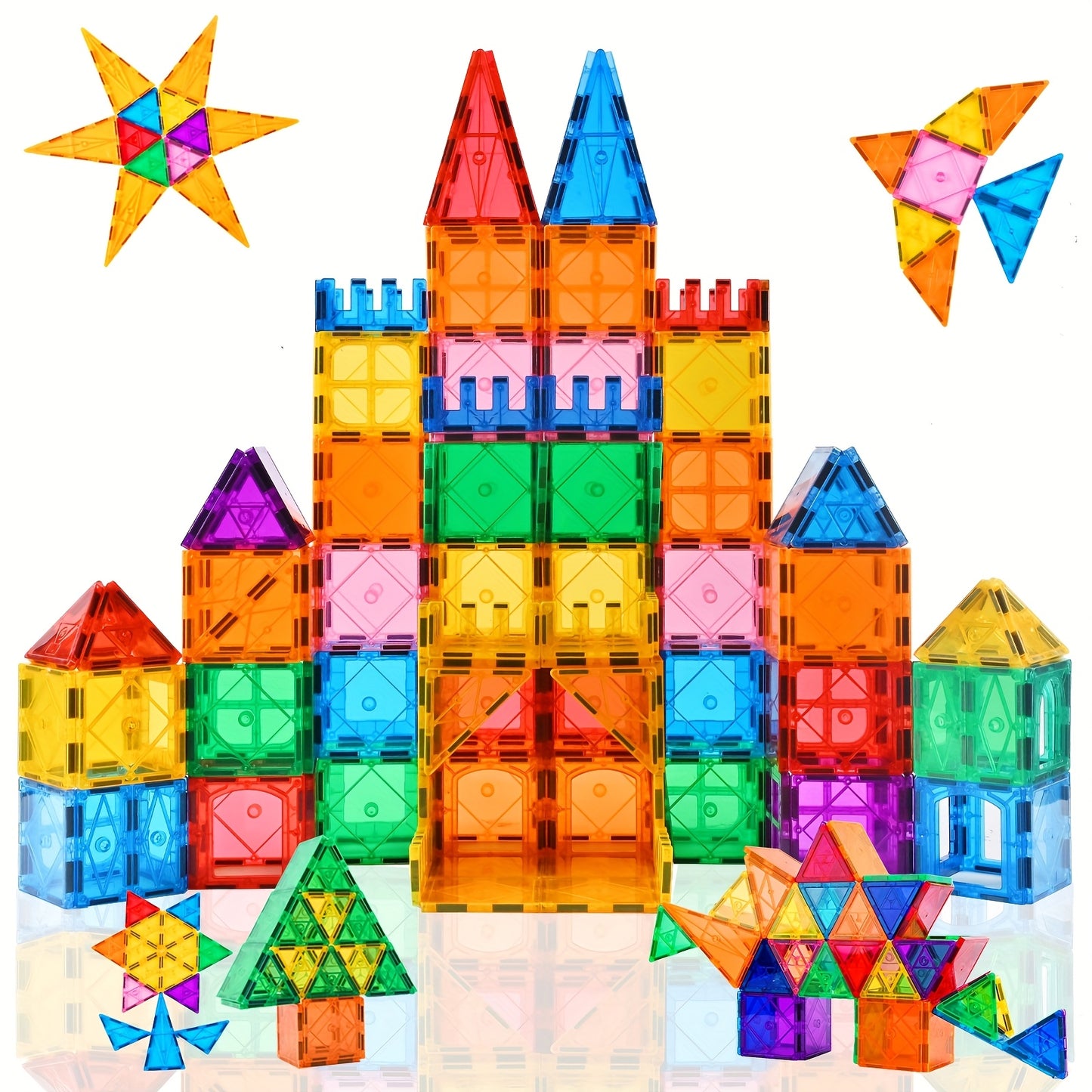 Magnetic Tiles, 121/64pcs Magnetic Toys, Colorful Children's Magnetic Building Blocks form 3 - 6 Years Old