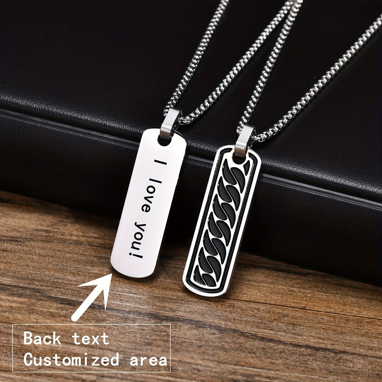 Men necklace can be engraved with simple and charming designs