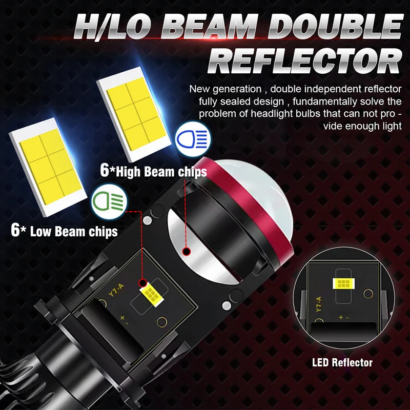 Bi Led H4 Auto Lamp Mini Lens LED H4 9003 HB2 CSP Chip Car Headlight Moto Projector Lens LHD Cut-off Line High Beam Low Beam 12V