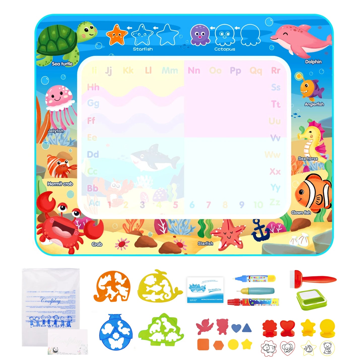 100x80CM Magic Water Drawing Mat Coloring Doodle With Reusable Magic Pens