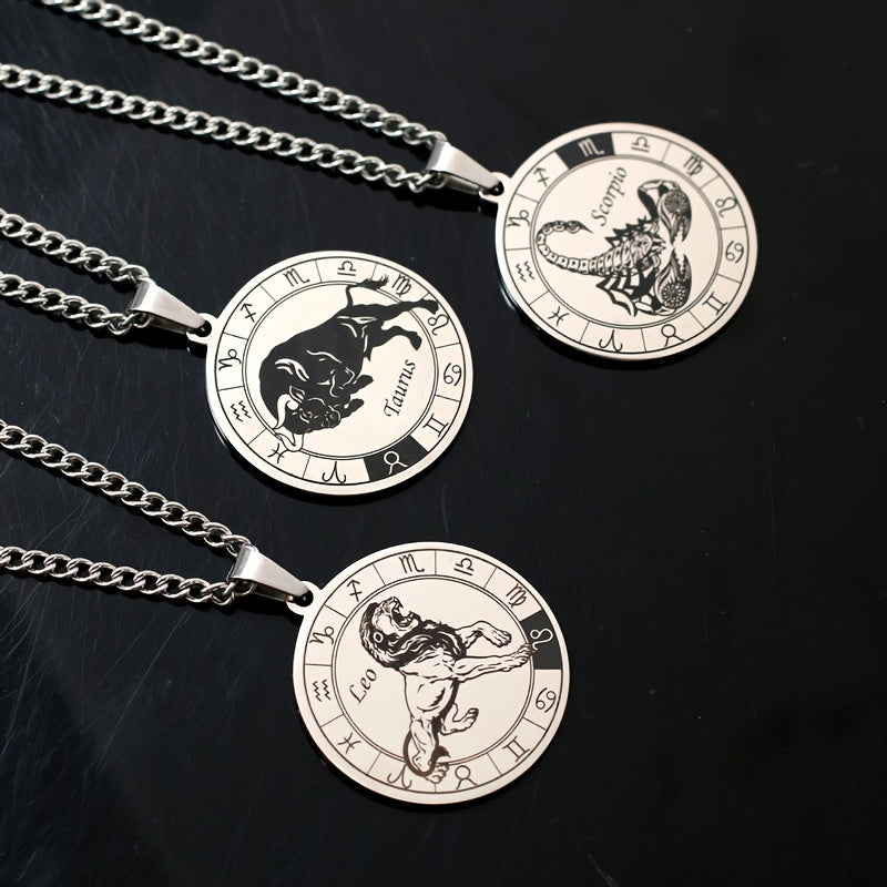 Necklace 12 Constellation Coin Pendant Necklace For Men Jewelry