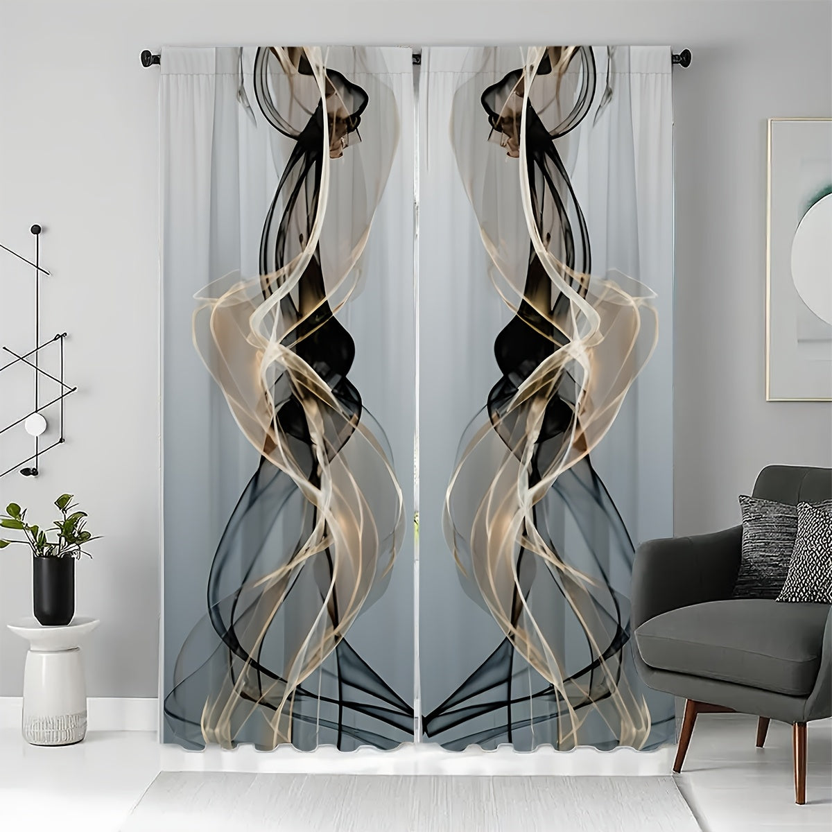 2pcs -3D Digital Printing Curtains