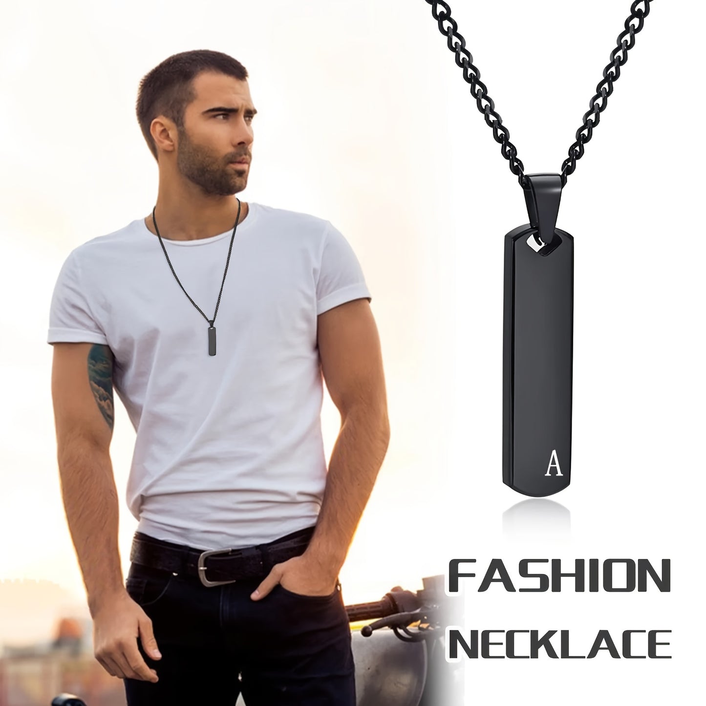 Letter Necklace Pendant Made of Stainless Steel, Suitable for Men.