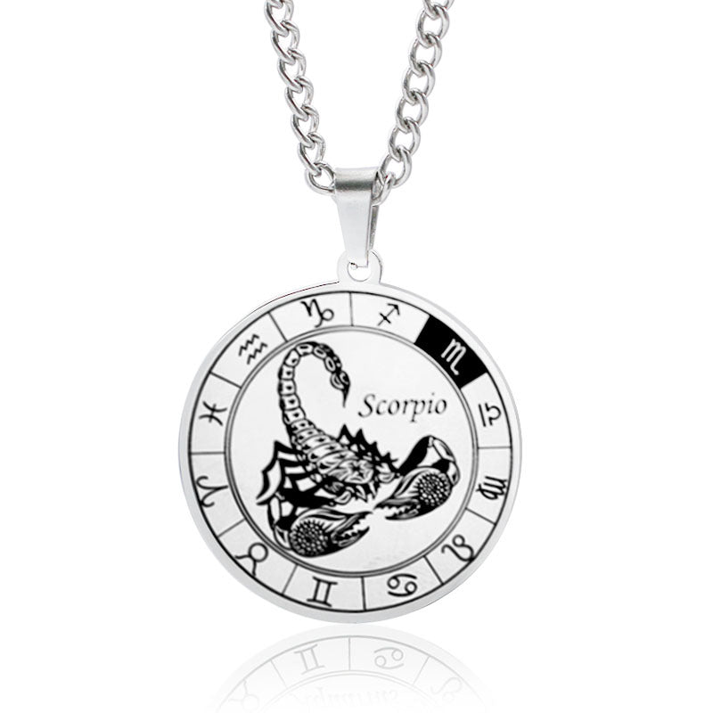 Necklace 12 Constellation Coin Pendant Necklace For Men Jewelry