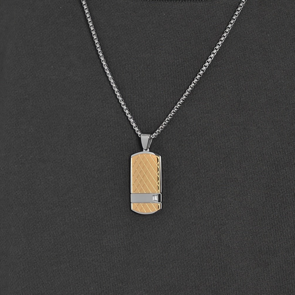 Men'S Tag Necklace Curved Design Suitable for Everyday Wear
