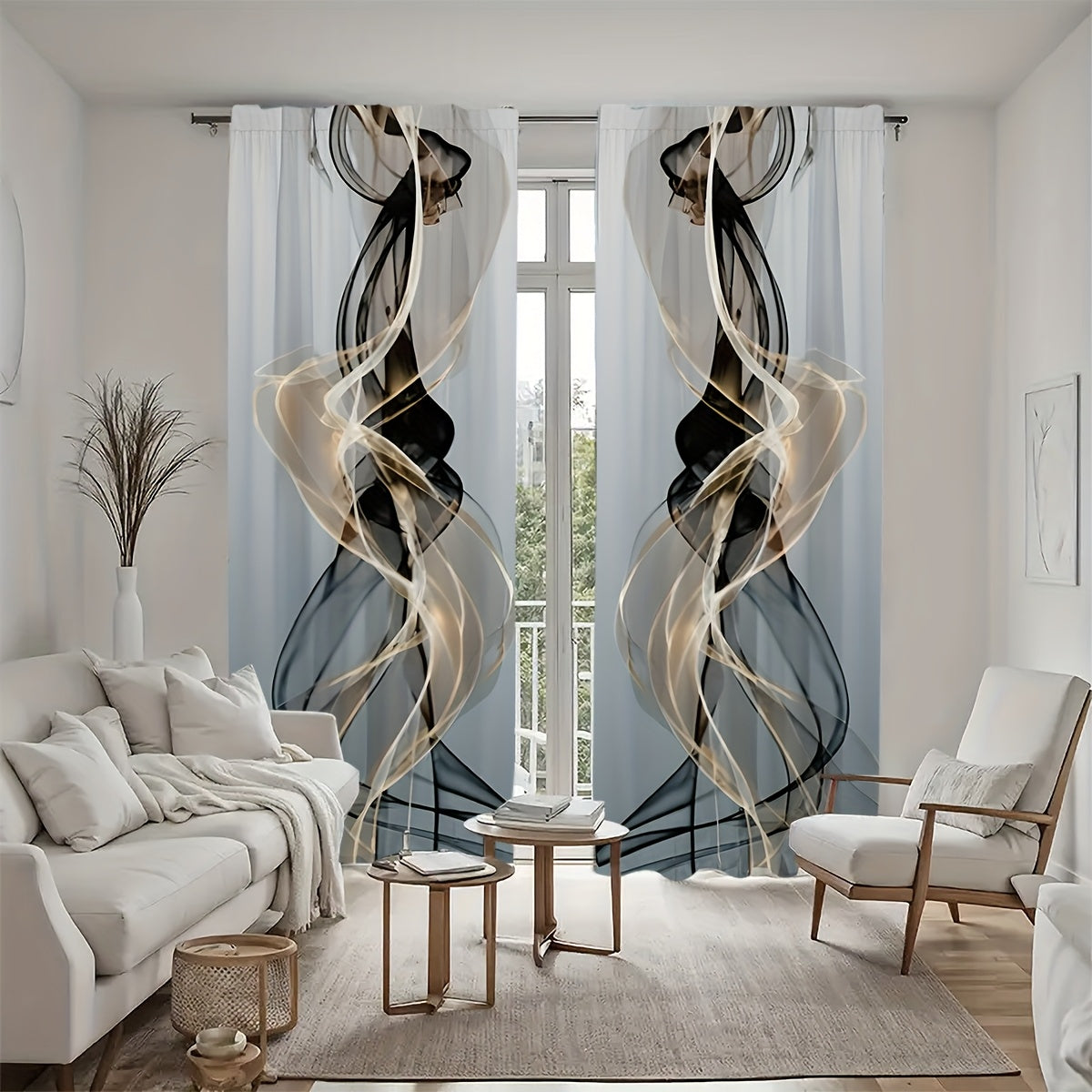 2pcs -3D Digital Printing Curtains