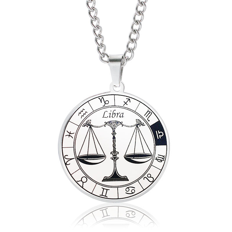 Necklace 12 Constellation Coin Pendant Necklace For Men Jewelry