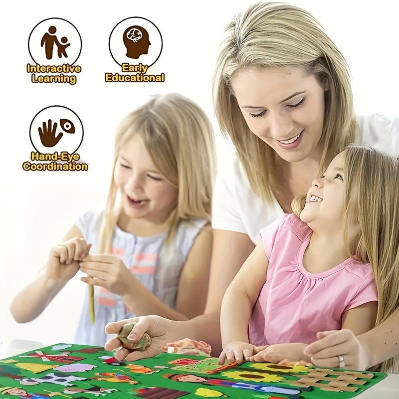 Wall-Hanging 38pcs Farm Animal Story Felt Board Set, Interactive Toddler Storytelling Kit
