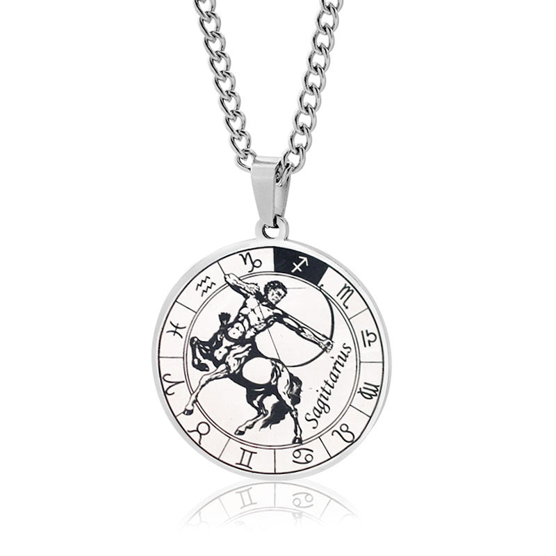 Necklace 12 Constellation Coin Pendant Necklace For Men Jewelry