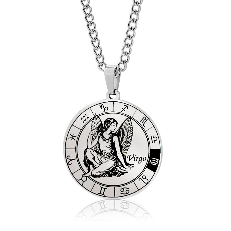 Necklace 12 Constellation Coin Pendant Necklace For Men Jewelry