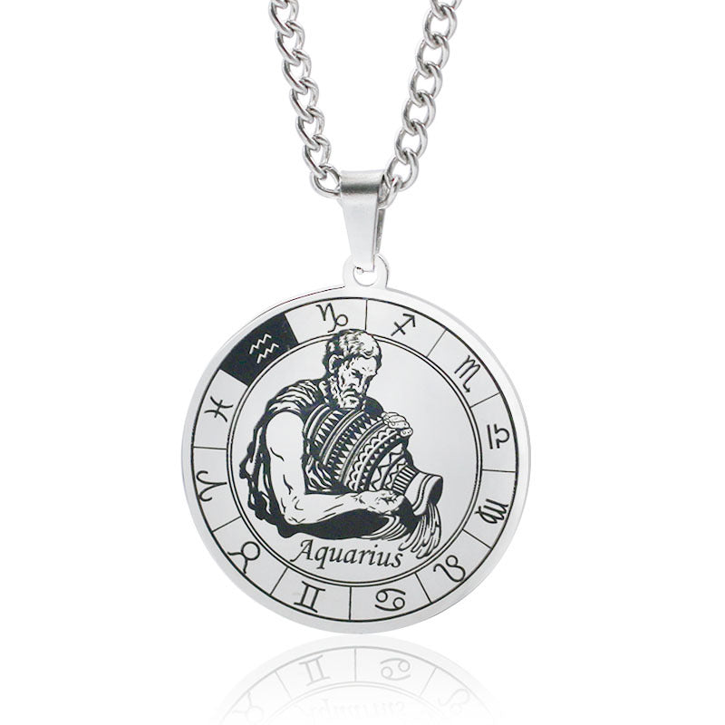 Necklace 12 Constellation Coin Pendant Necklace For Men Jewelry