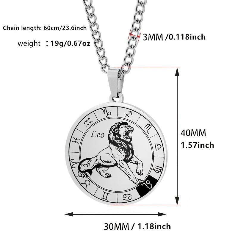 Necklace 12 Constellation Coin Pendant Necklace For Men Jewelry