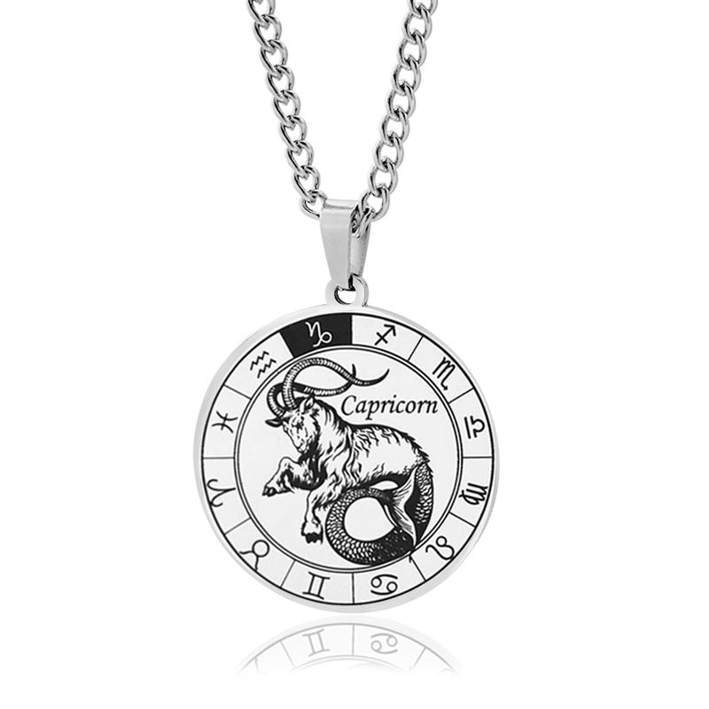 Necklace 12 Constellation Coin Pendant Necklace For Men Jewelry