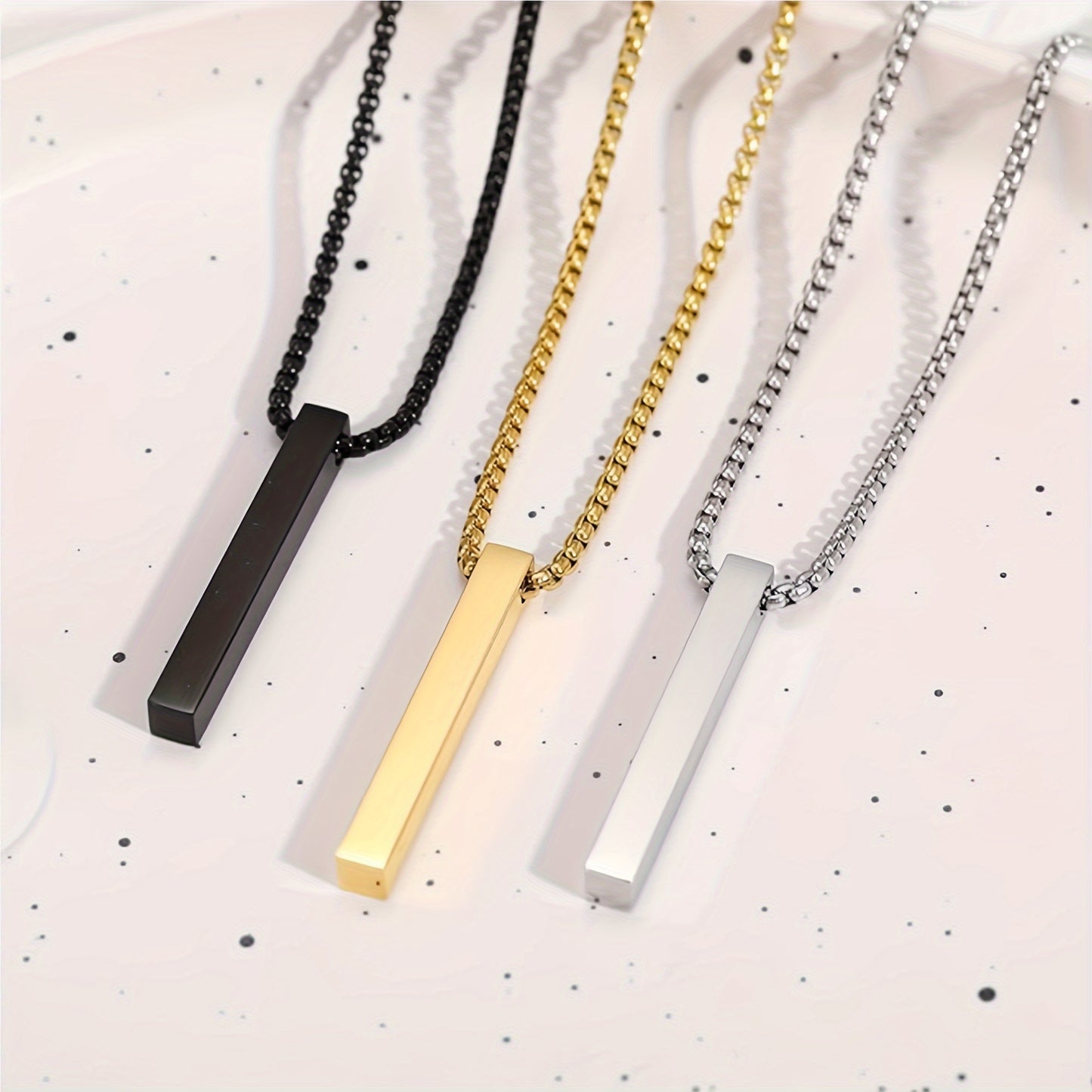 Necklace Rectangular Stainless Steel Pendant