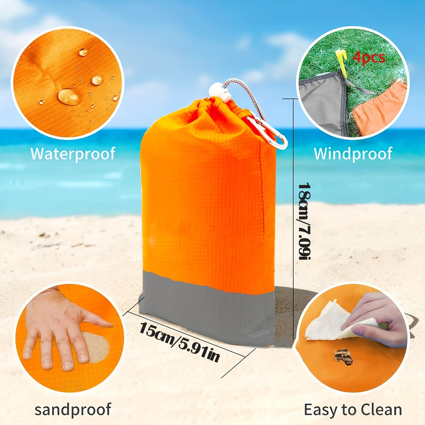 1pc Waterproof Sandproof Beach Blanket,