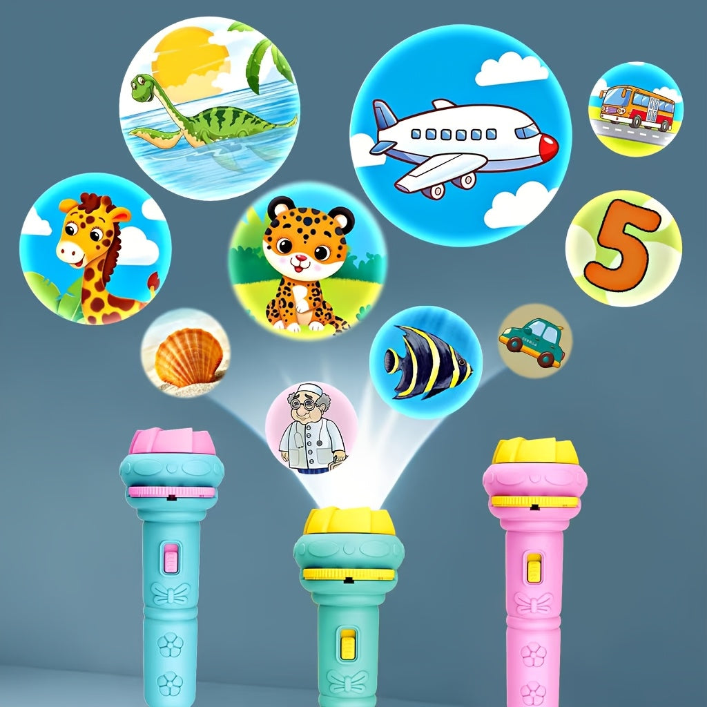 56 Pattern Flashlight Projector Before Bed Fun Puzzle Toy Dinosaur Animal Ocean Insect Multi-Digit Alphabet Food Fruit