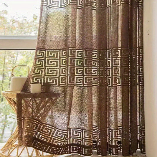 Jacquard Hollow Curtain, Geometric Transparent Curtain Home Decoration Curtain