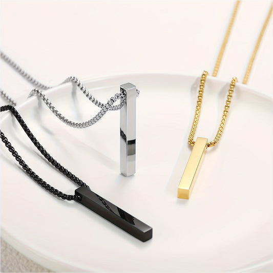 Necklace Rectangular Stainless Steel Pendant