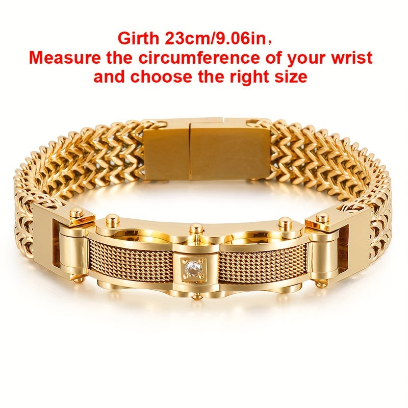 Men'S Bracelet, Titanium Steel, Synthetic Faux Gemstone Inlay