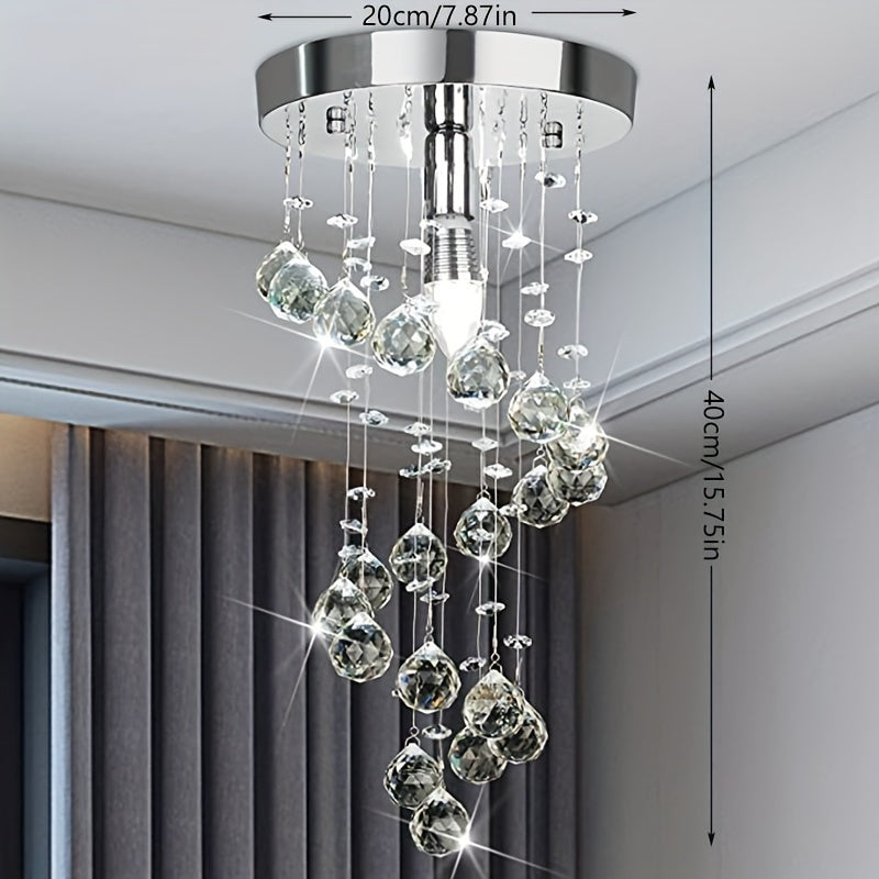 Modern Crystal Chandelier, 19.94cm Semi Flush Mount Ceiling Light