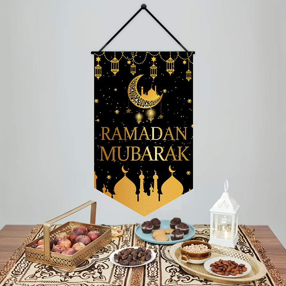 1pc Eid Mubarak Triangular Banner - 49.78cm x 29.97cm