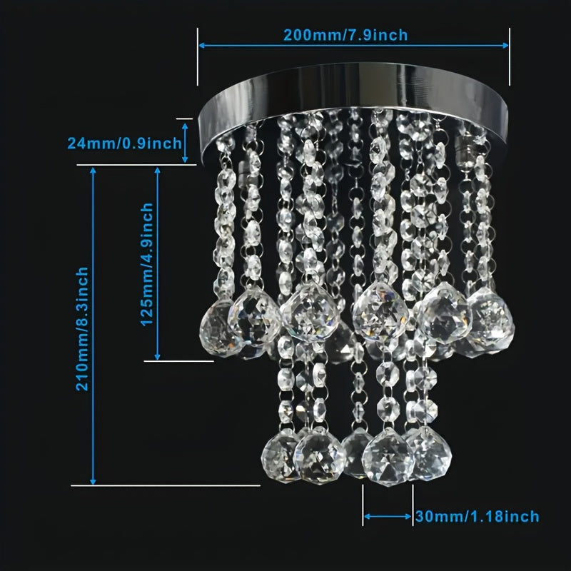 Modern Crystal Chandelier, 19.94cm Semi Flush Mount Ceiling Light