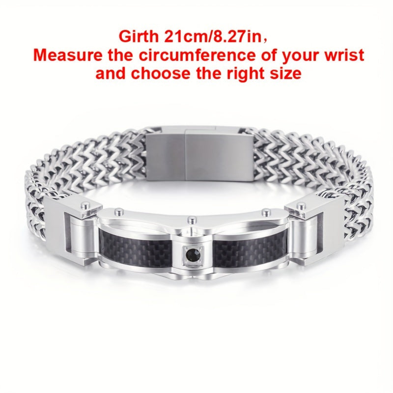 Men'S Bracelet, Titanium Steel, Synthetic Faux Gemstone Inlay