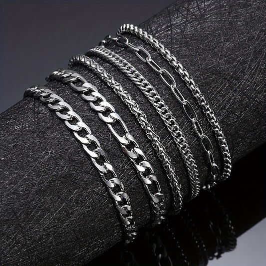 6pcs/set Stainless Steel Bracelets