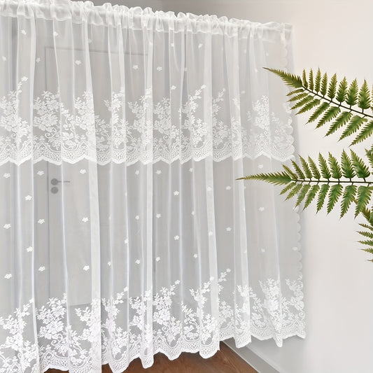 1pc Charming White Floral Lace Curtain