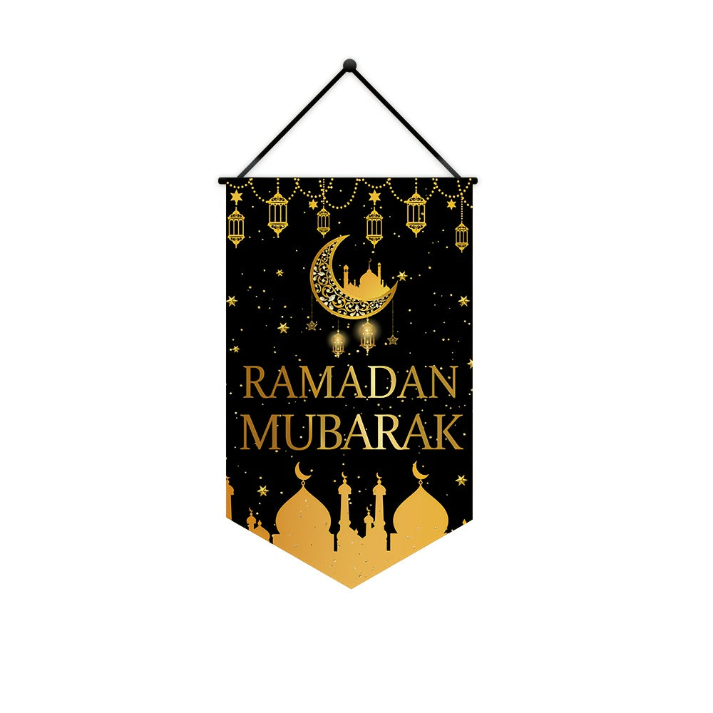 1pc Eid Mubarak Triangular Banner - 49.78cm x 29.97cm