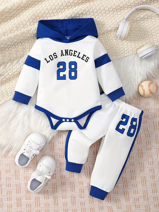 Boys' 'LOS ANGELES 28' Hooded Romper & Joggers Set - Sporty