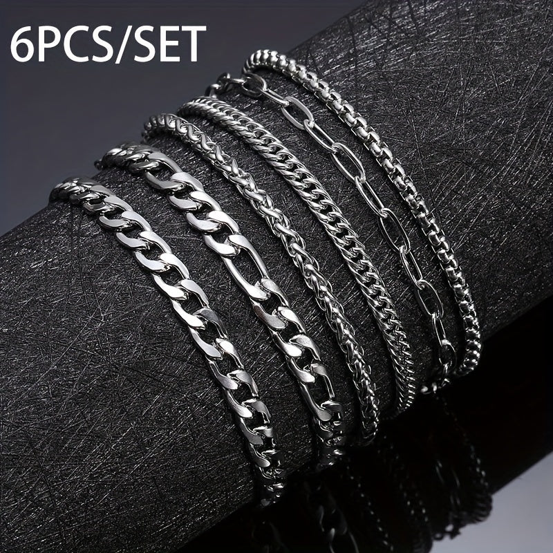 6pcs/set Stainless Steel Bracelets