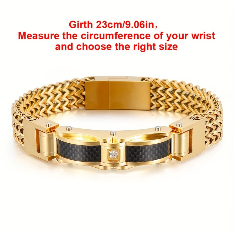 Men'S Bracelet, Titanium Steel, Synthetic Faux Gemstone Inlay