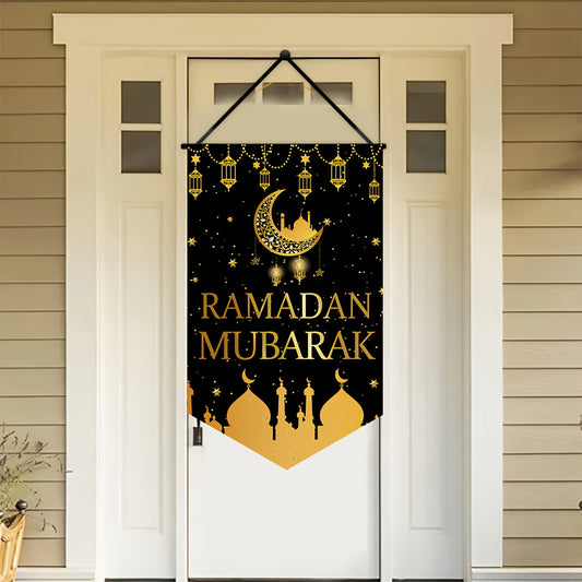 1pc Eid Mubarak Triangular Banner - 49.78cm x 29.97cm