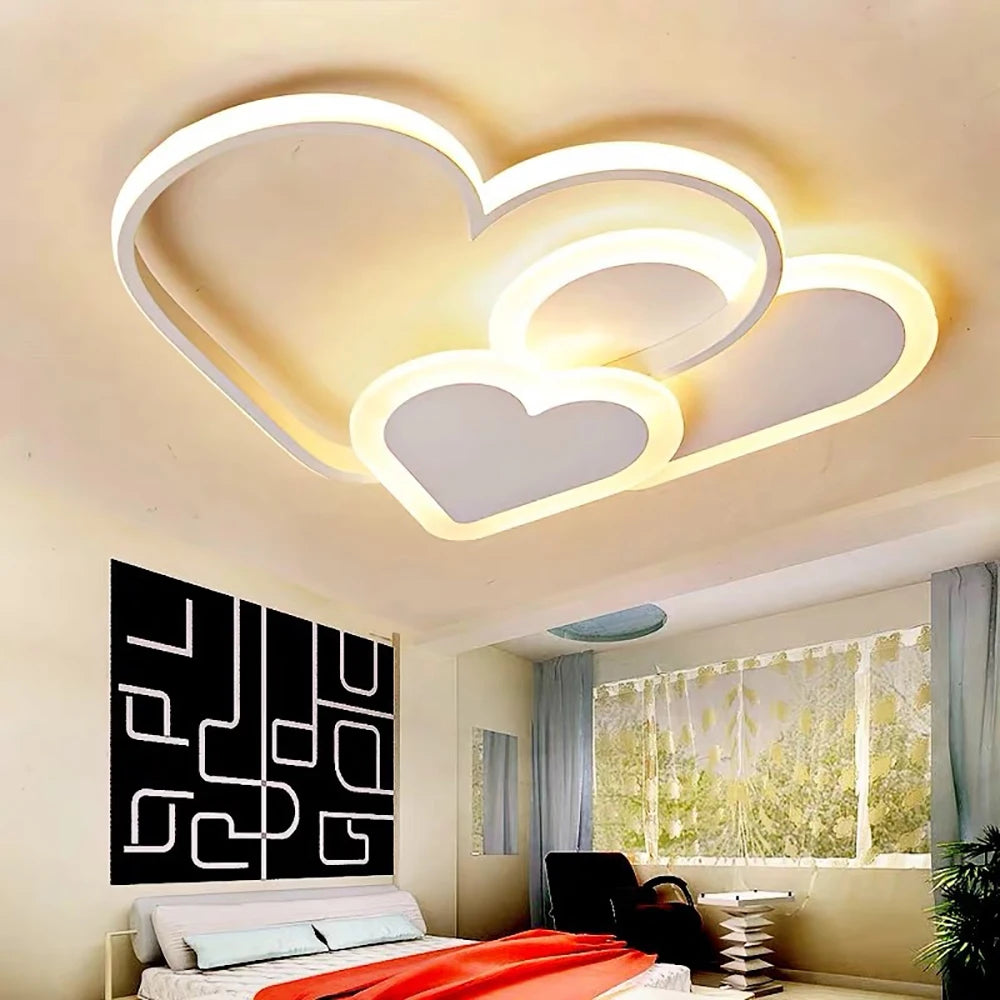 Modern White /Pink Heart Shape LED Ceiling Lamp