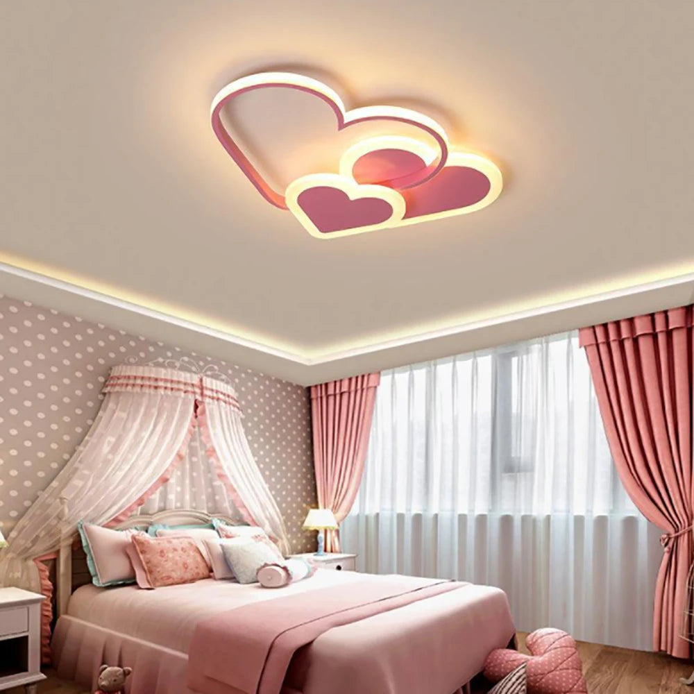 Modern White /Pink Heart Shape LED Ceiling Lamp