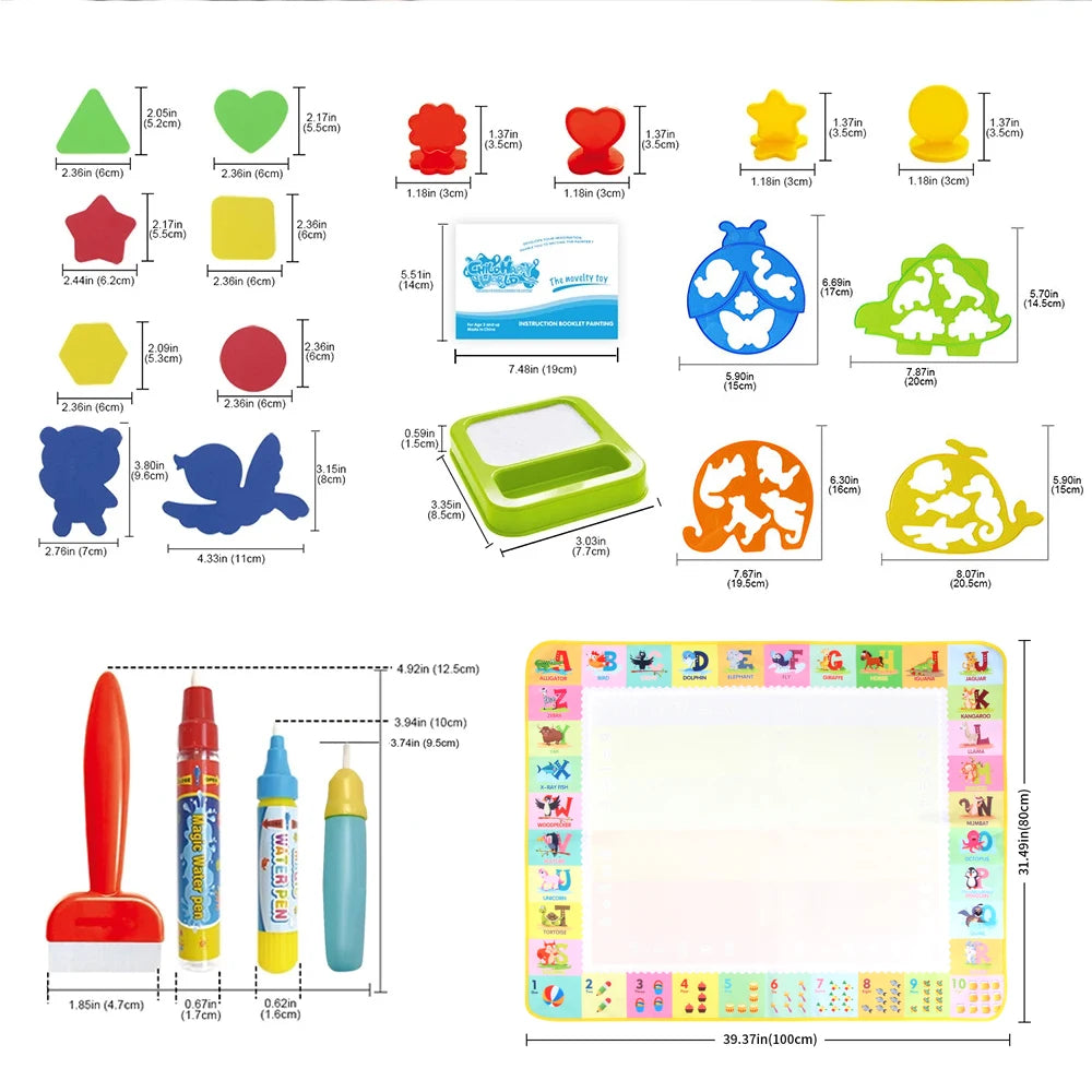 100x80CM Magic Water Drawing Mat Coloring Doodle With Reusable Magic Pens