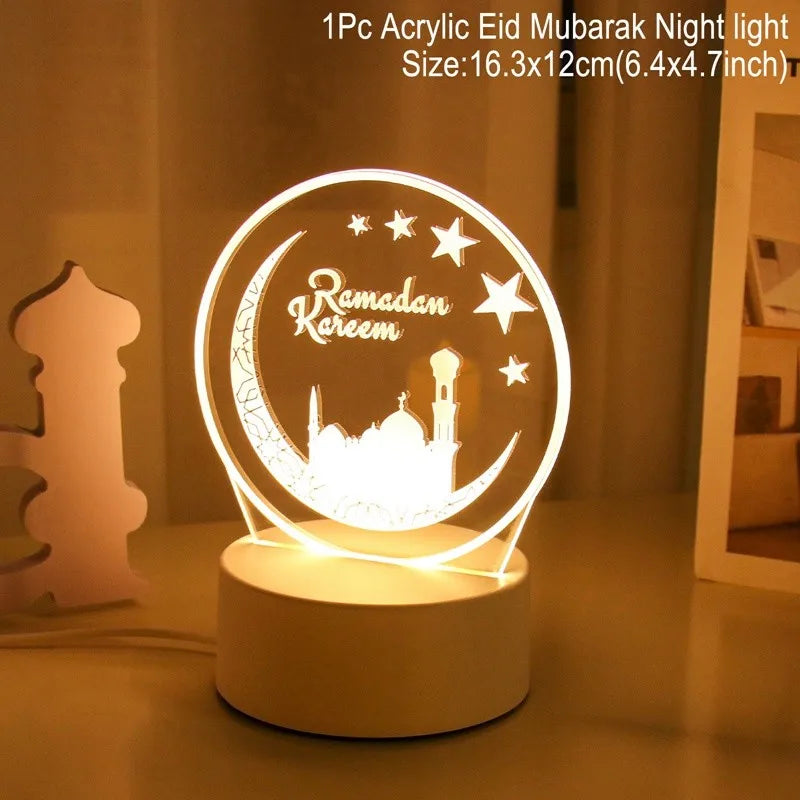 Eid Mubarak 
Ramaadan 3D Led Lamp Ramadan Night Light Led Moon Star Eid Bedroom Decoration Light Ornament Ramadan Decoration For Home 2025