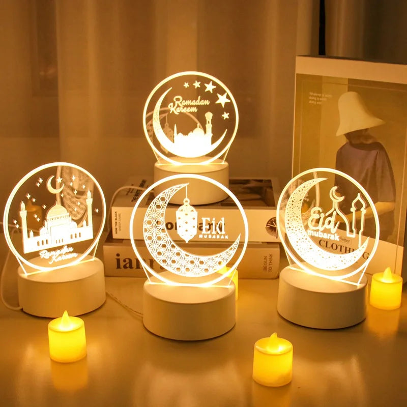 Eid Mubarak 
Ramaadan 3D Led Lamp Ramadan Night Light Led Moon Star Eid Bedroom Decoration Light Ornament Ramadan Decoration For Home 2025