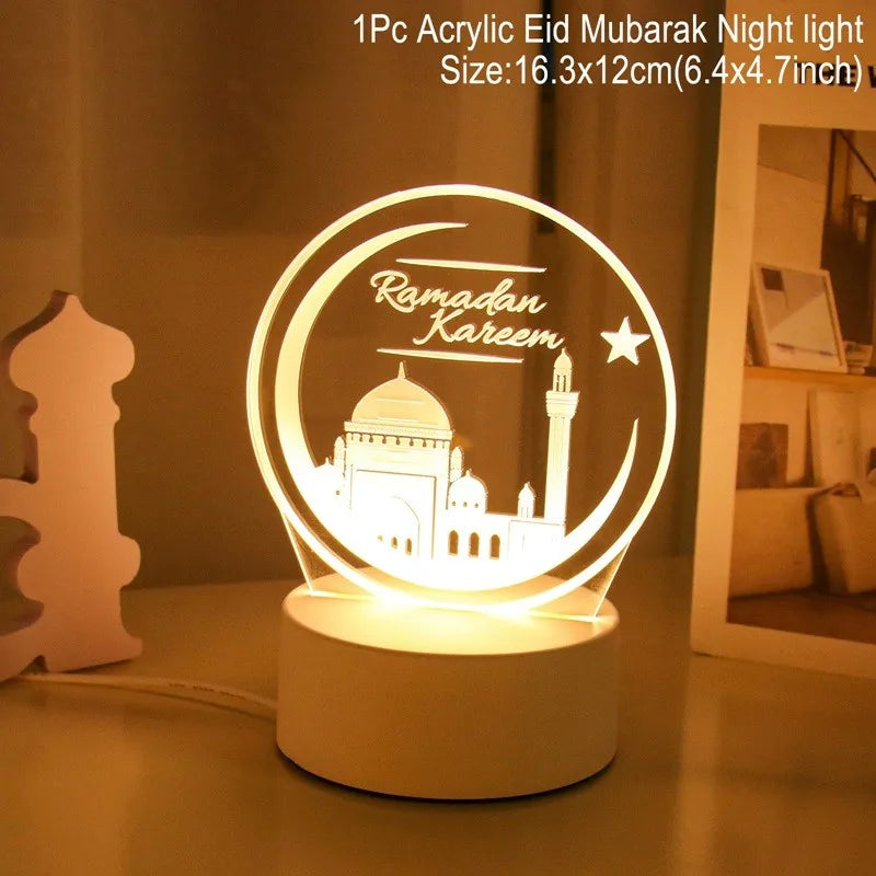 Eid Mubarak 
Ramaadan 3D Led Lamp Ramadan Night Light Led Moon Star Eid Bedroom Decoration Light Ornament Ramadan Decoration For Home 2025